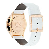 Calvin Klein Accent Silver Dial White Leather Strap Watch for Women - K2Y216K6 Authentic Buy Shop Now