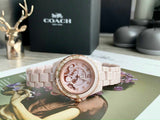 Coach Preston Pink Dial Pink Steel Strap Watch for Women - 14503465 Authentic Buy Shop Now