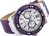 Guess Limelight Quartz Silver Dial Purple Leather Strap Watch For Women - W0775L6 Authentic Buy Shop Now