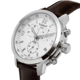 Tissot PRC 200 Chronograph Silver Dial Brown Leather Strap Watch For Men - T055.417.16.037.00 Authentic Buy Shop Now