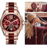Michael Kors Bradshaw Burgundy Dial Two Tone Steel Strap Watch for Women - MK6270 Authentic Buy Shop Now