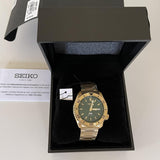 Seiko 5 Sports HUF Limited Edition Green Dial Gold Steel Strap Watch For Men - SRPJ20 Authentic Buy Shop Now