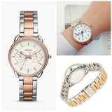 Fossil Tailor White Dial Two Tone Steel Strap Watch for Women - ES4396 Authentic Buy Shop Now