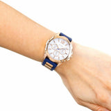 Guess Interpid White & Rose Gold Dial Blue Silicone Strap Watch For Women - W0325L8 Authentic Buy Shop Now