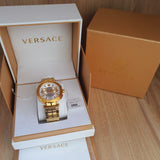 Versace V Racer Chronograph White Dial Gold Steel Strap Watch for Men - VBR060017 Authentic Buy Shop Now