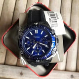 Fossil Garrett Chronograph Blue Dial Black Rubber Strap Watch for Men - FS5695 Authentic Buy Shop Now