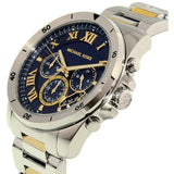 Michael Kors Brecken Chronograph Blue Dial Two Tone Steel Strap Watch For Men - MK8437 Authentic Buy Shop Now