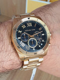 Michael Kors Brecken Chronograph Quartz Black Dial Gold Steel Strap Watch For Men - MK8481 Authentic Buy Shop Now