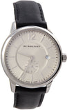 Burberry The Classic Horseferry Beige Dial Black Leather Strap Watch for Men - BU10000 Authentic Buy Shop Now