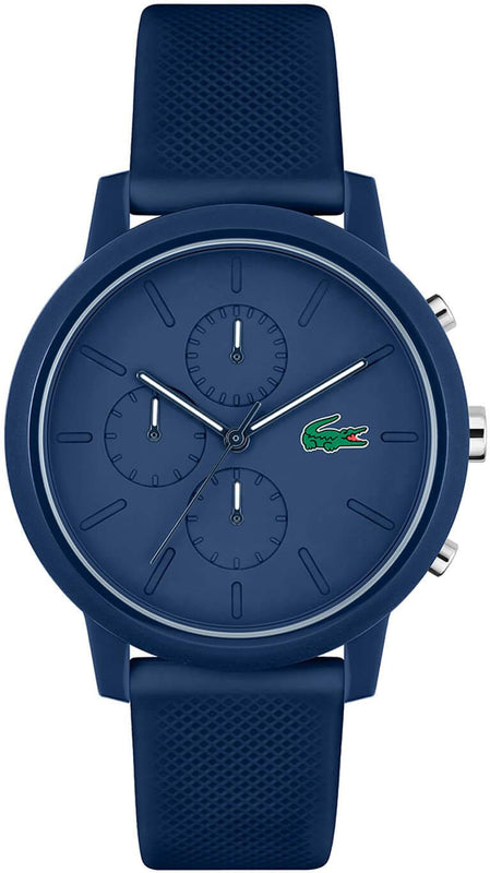 Lacoste 12.12 Chronograph Blue Dial Blue Silicone Strap Watch for Men - 2011244 Authentic Buy Shop Now