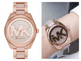 Michael Kors Janelle Three Hand Rose Gold Dial Two Tone Steel Strap Watch For Women - MK7089 Authentic Buy Shop Now