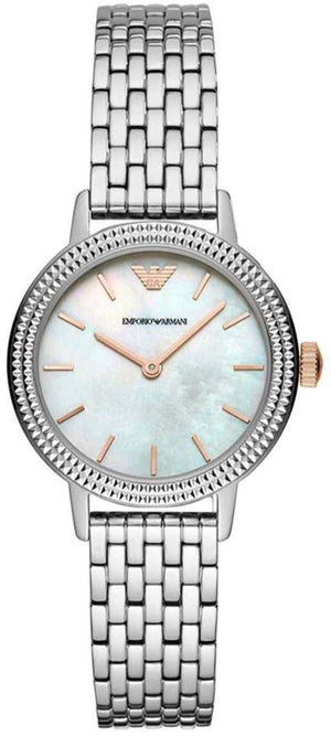 Emporio Armani Interchangeable Analog Mother of Pearl Dial Silver Steel Strap Watch For Women - AR80020 Authentic Buy Shop Now