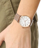 Marc Jacobs Roxy White Dial Cement Brown Leather Strap Watch for Women - MJ1533 Authentic Buy Shop Now