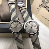 Burberry The City Grey Dial Checked Grey Leather Strap Watch for Women - BU9118 Authentic Buy Shop Now
