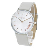 Coach Perry Silver DIal White Leather Strap Watch for Women - 14503116 Authentic Buy Shop Now