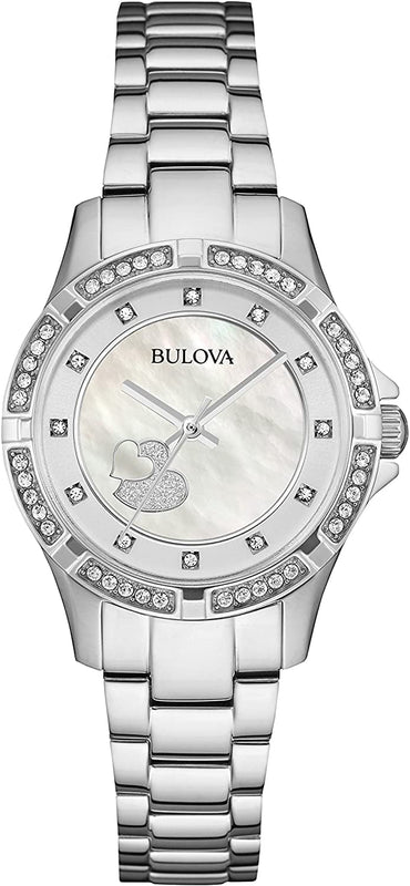 Bulova Crystal Silver Dial Silver Steel Strap Watch for Women - 96L226 Authentic Buy Shop Now