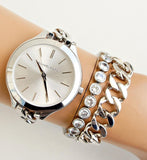 Michael Kors Slim Runway Silver Dial Silver Steel Strap Watch for Women - MK3279 Authentic Buy Shop Now