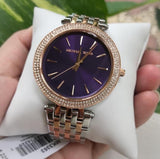 Michael Kors Darci Purple Dial Two Tone Steel Strap Watch for Women - MK3353 Authentic Buy Shop Now