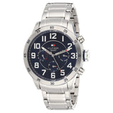 Tommy Hilfiger Trent Chronograph Blue Dial Silver Steel Strap Watch for Men - 1791053 Authentic Buy Shop Now