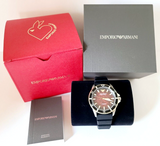 Emporio Armani Meccanico Automatic Red Dial Black Silicon Strap Watch For Men - AR60070 Authentic Buy Shop Now