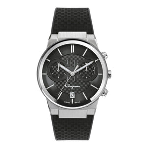 Salvatore Ferragamo Sapphire Chrono Black Dial Black Silicone Strap Watch for Men - SFME00121 Authentic Buy Shop Now