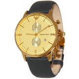 Emporio Armani Gianni Beige Dial Grey Leather Strap Watch For Men - AR0386 Authentic Buy Shop Now