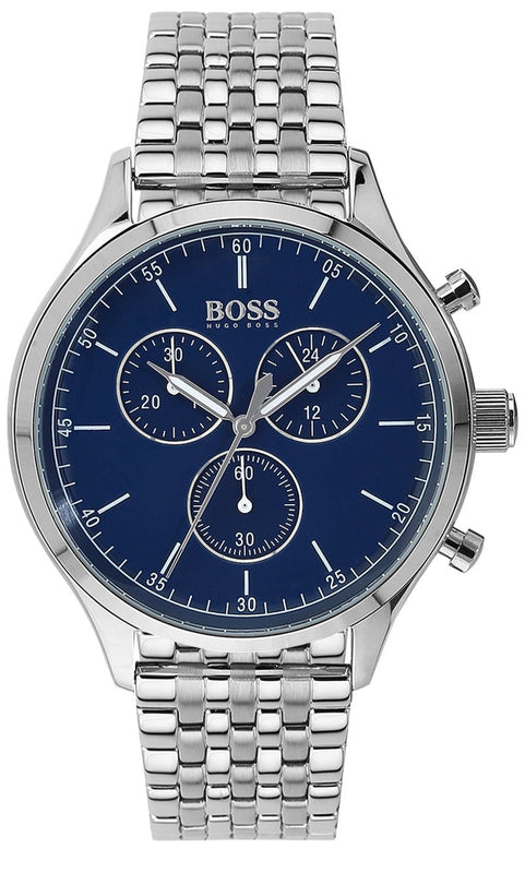 Hugo Boss Companion Blue Dial Silver Steel Strap Watch for Men - 1513653 Authentic Buy Shop Now