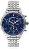 Hugo Boss Companion Blue Dial Silver Steel Strap Watch for Men - 1513653 Authentic Buy Shop Now