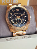 Michael Kors Brecken Chronograph Quartz Black Dial Gold Steel Strap Watch For Men - MK8481 Authentic Buy Shop Now
