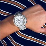 Michael Kors Parker Mother of Pearl Dial Diamonds Silver Steel Strap Watch for Women - MK5572 Authentic Buy Shop Now