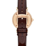 Emporio Armani Meccanico Skeleton Mother of Pearl Dial Brown Leather Strap Watch For Women - AR1993 Authentic Buy Shop Now