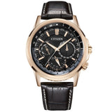 Citizen Eco Drive Calendrier Black Dial Brown Leather StrapWatch For Men - BU2023-12E Authentic Buy Shop Now