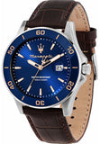 Maserati Competizione Analog Blue Dial Brown Leather Strap Watch for Men - R8851100004 Authentic Buy Shop Now