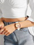 Guess Crush Crystals Gold Dial White Rubber Strap Watch for Women - W1223L3 Authentic Buy Shop Now