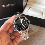 Tag Heuer Aquaracer Quartz Black Dial Silver Steel Strap Watch for Men - WAY101A.BA0746 Authentic Buy Shop Now