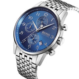 Hugo Boss Navigator Chronograph Blue Dial Silver Steel Strap Watch for Men - 1513498 Authentic Buy Shop Now