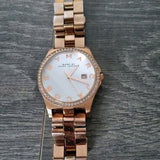 Marc Jacobs Henry Diamonds White Dial Rose Gold Steel Strap Watch for Women - MBM3079 Authentic Buy Shop Now