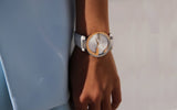 Gucci Interlocking 18K Gold Silver Dial White Leather Strap Watch For Women - YA133303 Authentic Buy Shop Now