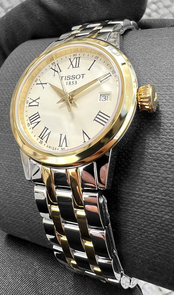 Tissot Classic Dream Lady Gold Dial Two Tone Steel Strap Watch For Women - T129.210.22.263.00 Authentic Buy Shop Now