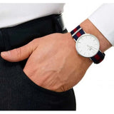 Daniel Wellington Classic Oxford White Dial Two Tone Nylon Strap Watch For Men - DW00100015 Authentic Buy Shop Now