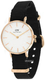 Daniel Wellington Classic Petite Cornwall White Dial Black NATO Strap Watch For Women - DW00100251 Authentic Buy Shop Now