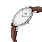 Daniel Wellington St Mawes White Dial Brown Leather Strap Watch For Men - DW00100052 Authentic Buy Shop Now