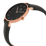 Daniel Wellington Classic Petite Reading Black Dial Black Leather Strap Watch For Women - DW00100167 Authentic Buy Shop Now