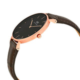 Daniel Wellington Classic Petite York Black Dial Brown Leather Strap Watch For Women - DW00100170 Authentic Buy Shop Now