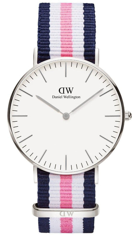 Daniel Wellington Classic Southampton White Dial Three Tone Nylon Strap Watch For Women - DW00100050 Authentic Buy Shop Now