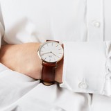 Daniel Wellington Classic St Mawes White Dial Brown Leather Strap Watch For Men - DW00100006 Authentic Buy Shop Now