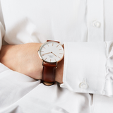 Daniel Wellington Classic St Mawes White Dial Brown Leather Strap Watch For Men - DW00100006 Authentic Buy Shop Now