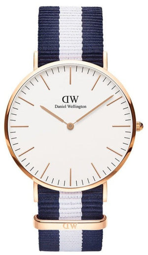 Daniel Wellington Classic Glasgow White Dial Two Tone NATO Strap Watch for Men - DW00100004 Authentic Buy Shop Now