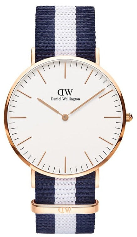 Daniel Wellington Classic Glasgow White Dial Two Tone NATO Strap Watch for Men - DW00100004 Authentic Buy Shop Now