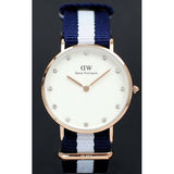 Daniel Wellington Classy Glasgow White Dial Two Tone Nylon Strap Watch For Women - DW00100078 Authentic Buy Shop Now